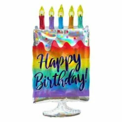 Happy Birthday Cake Supershape Iridescent Foil Balloon