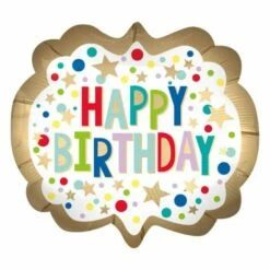 Happy Birthday Satin Marquee Dots With Gold Foil Supershape Balloon