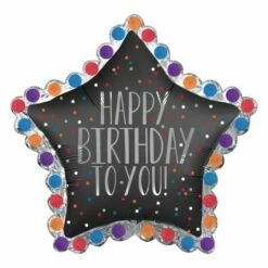 Happy Birthday Satin Star Supershape Foil Balloon