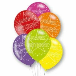Happy Birthday Latex Balloons Pack Of 10 Assorted Colours