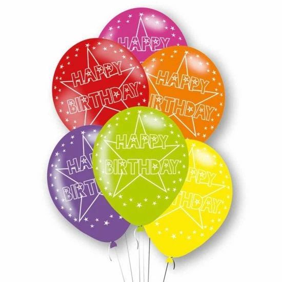 Happy Birthday Latex Balloons Pack Of 10 Assorted Colours