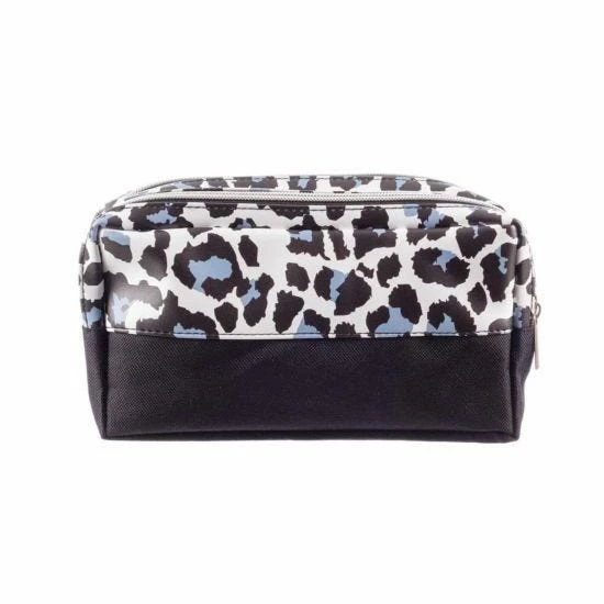 White Leopard Print Triple Pocket Pencil Case