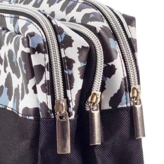 White Leopard Print Triple Pocket Pencil Case - Image 2