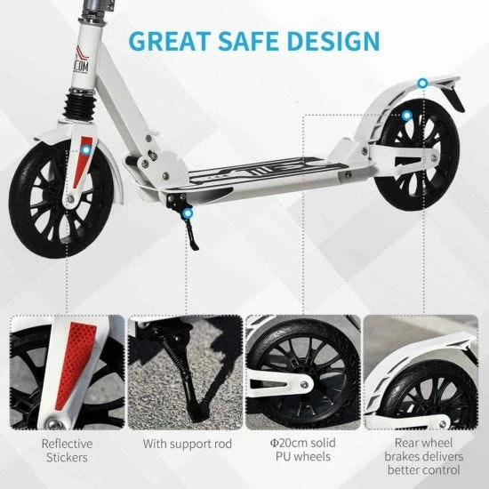 Homcom Adjustable Kick Scooter With Foot Brake - Image 7