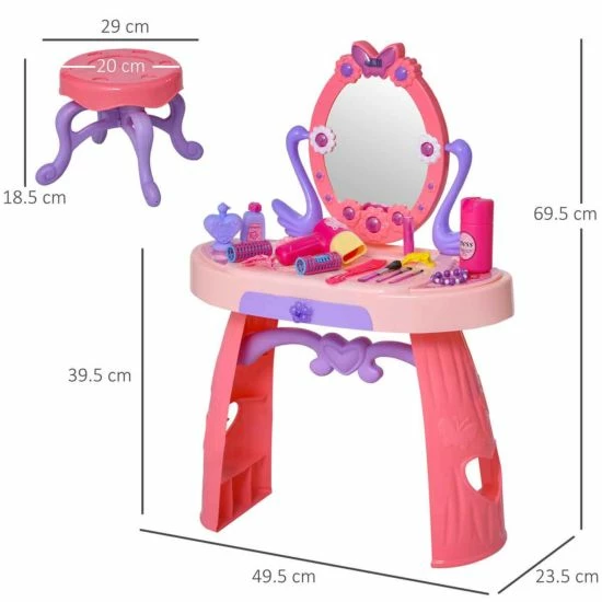 Homcom Kids Swan Vanity Dressing Table - Image 4
