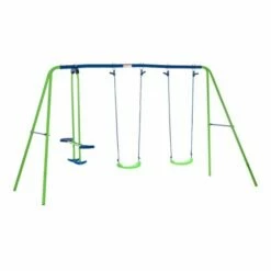 Outsunny 2 Swings And Glider Height Adjustable Outdoor Play Set