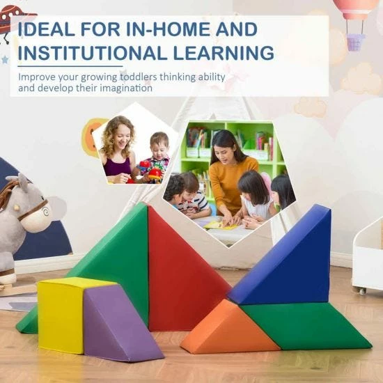 Homcom 7 Piece Kids Soft Foam Play Blocks Puzzle - Image 7