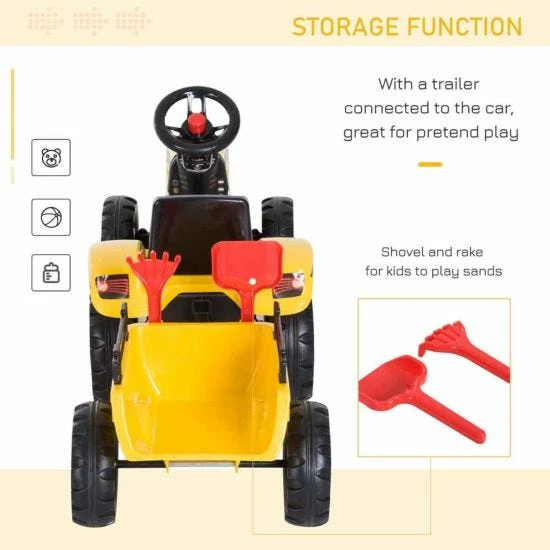 Homcom Pedal Ride On Tractor With Shovel And Rake - Image 7