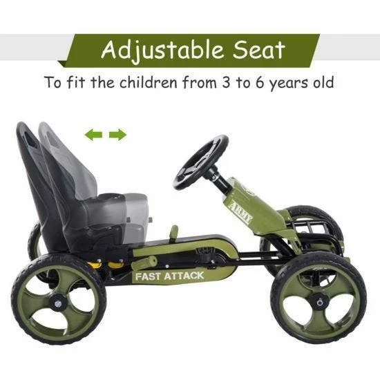 Homcom Ride On Pedal Army Go Kart - Image 4