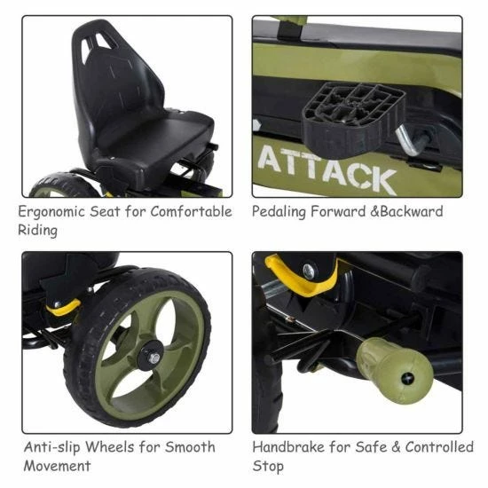 Homcom Ride On Pedal Army Go Kart - Image 5