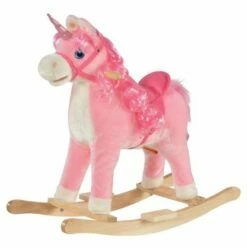 Homcom Wooden Unicorn Rocking Horse With Sounds