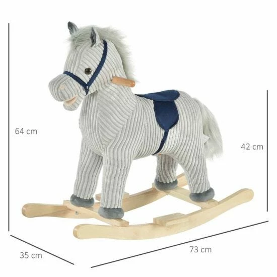 Homcom Wooden Unicorn Rocking Horse With Sounds Grey - Image 3