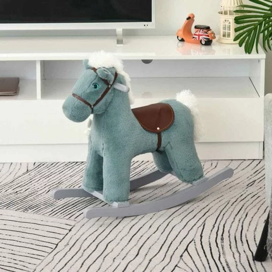 Homcom Kids Plush Rocking Horse With Realistic Noises - Image 3
