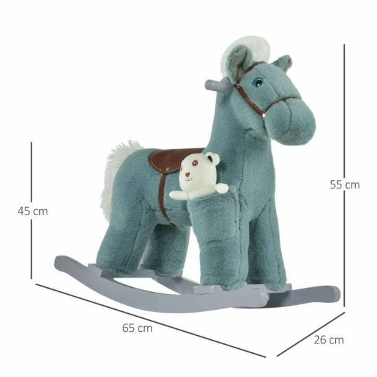 Homcom Kids Plush Rocking Horse With Realistic Noises - Image 4