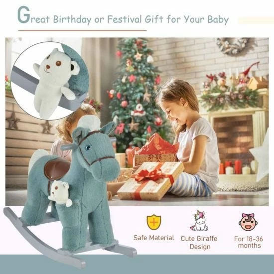 Homcom Kids Plush Rocking Horse With Realistic Noises - Image 5