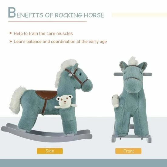 Homcom Kids Plush Rocking Horse With Realistic Noises - Image 6