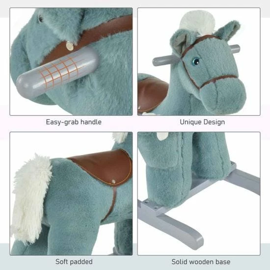 Homcom Kids Plush Rocking Horse With Realistic Noises - Image 8