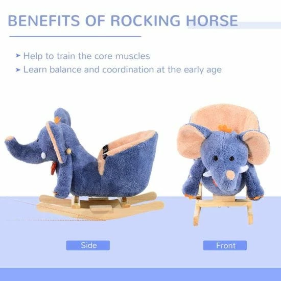 Homcom Ride On Elephant Rocking Horse - Image 4