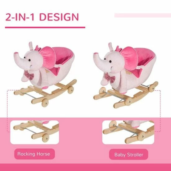 Homcom 2 In 1 Elephant Rocking Horse - Image 5