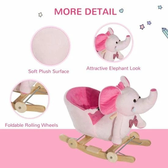 Homcom 2 In 1 Elephant Rocking Horse - Image 7