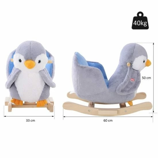Homcom Plush Penguin Baby Rocking Horse - Image 3