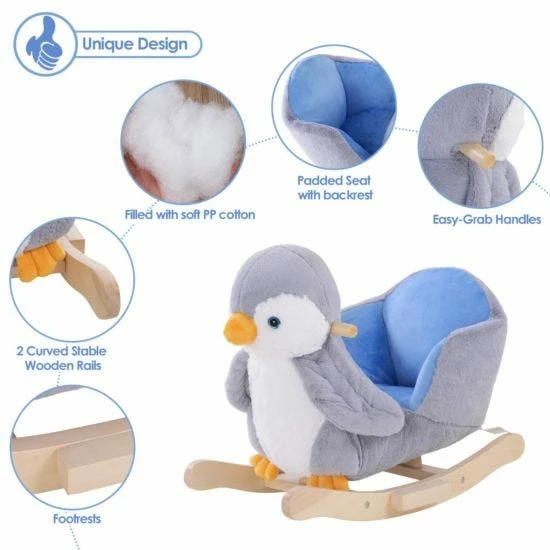 Homcom Plush Penguin Baby Rocking Horse - Image 4