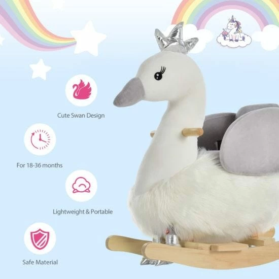Homcom Baby Swan Rocking Horse - Image 7