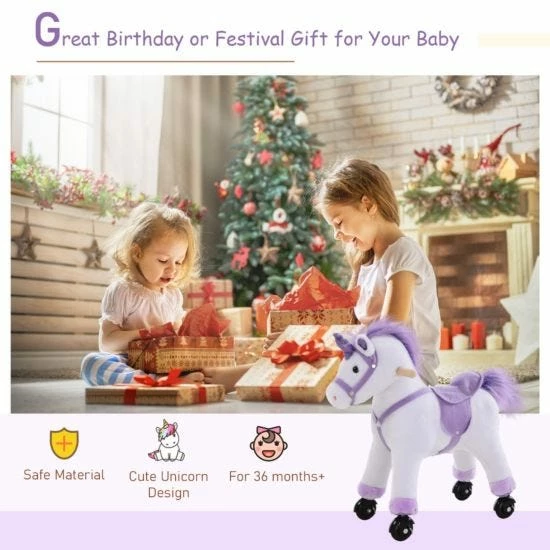 Homcom Ride On Rocking Unicorn With Noises - Image 7