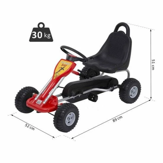 Homcom Deluxe Kids Ride On Pedal Go Kart In Red - Image 3