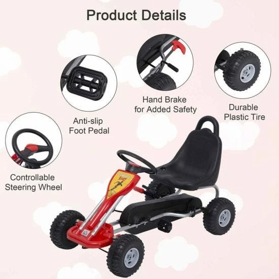 Homcom Deluxe Kids Ride On Pedal Go Kart In Red - Image 6