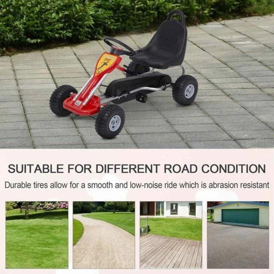 Homcom Deluxe Kids Ride On Pedal Go Kart In Red - Image 7