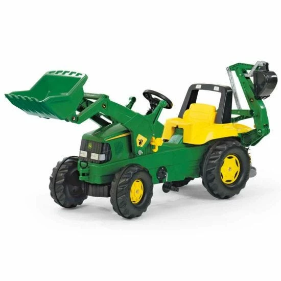 Rolly Toys Ride On John Deere Tractor With Frontloader And Rear Excavator