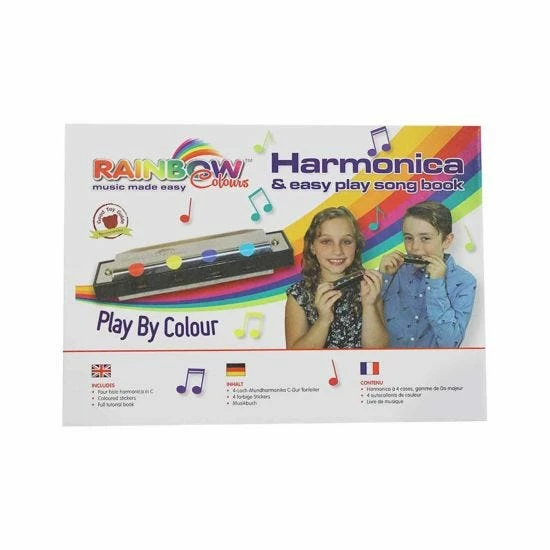 Rainbow Colours Beginners 4 Hole Harmonica