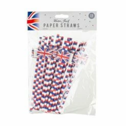 Union Jack Paper Straws Pack Of 20