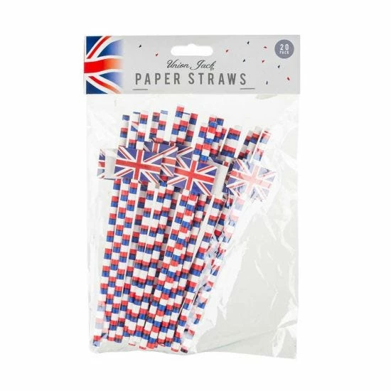 Union Jack Paper Straws Pack Of 20